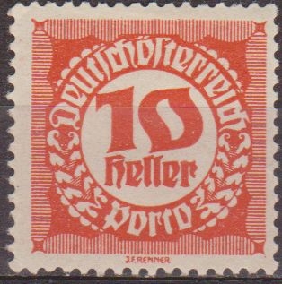 Austria 1920 Scott J76 Sello * Cifras Numeros 10h Osterreich Autriche 
